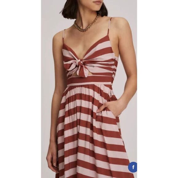 ALC Laurel Maxi Dress in Rust & Lavender Stripe NWT Size 8 - Picture 4 of 10